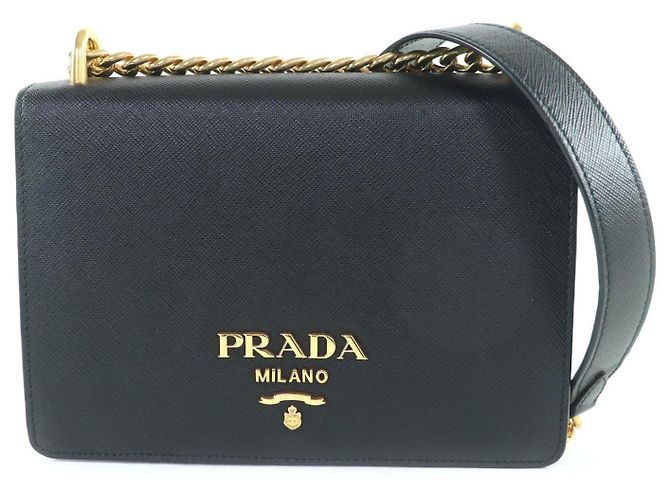 Borsa a tracolla Prada 1BD133 in pelle Saffiano Nero