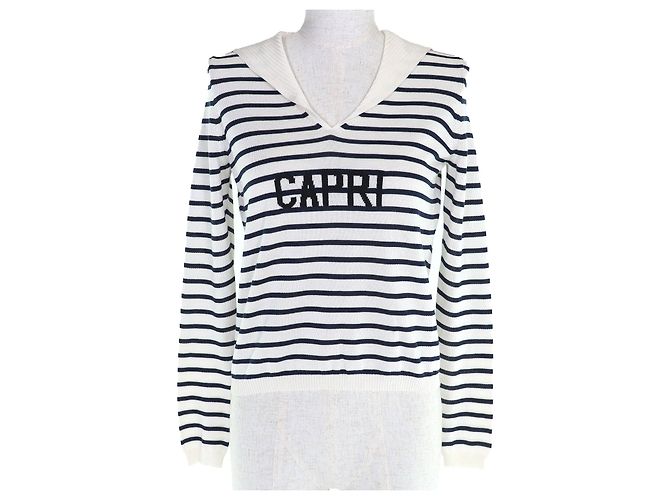 Top de malha Christian Dior CAPRI Branco Azul marinho
