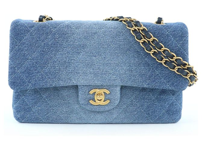 Borsa a tracolla Chanel Matrasse 25 Denim Blu