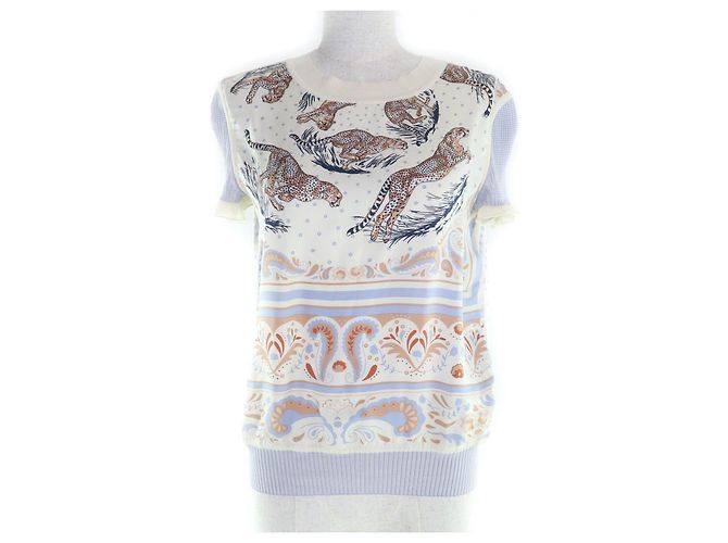 Top de seda Hermès 40 Multicor