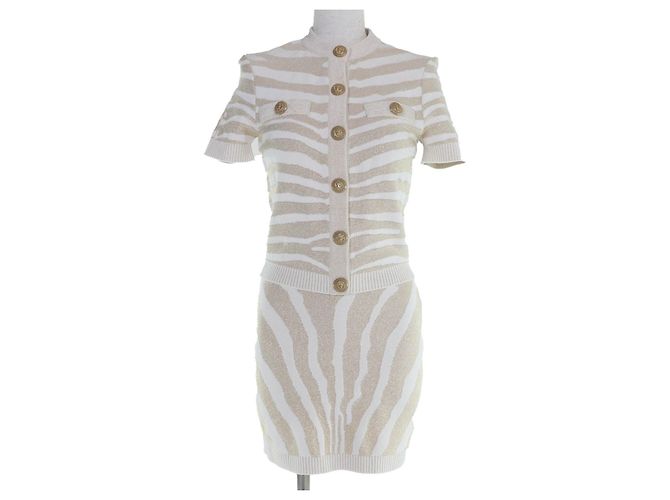Autre Marque Conjunto de punto de 2 piezas con estampado de cebra Balmain Dorado