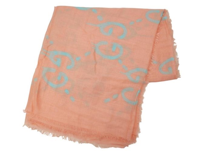 Sciarpa Gucci GG Ghost Motif Rosa Blu