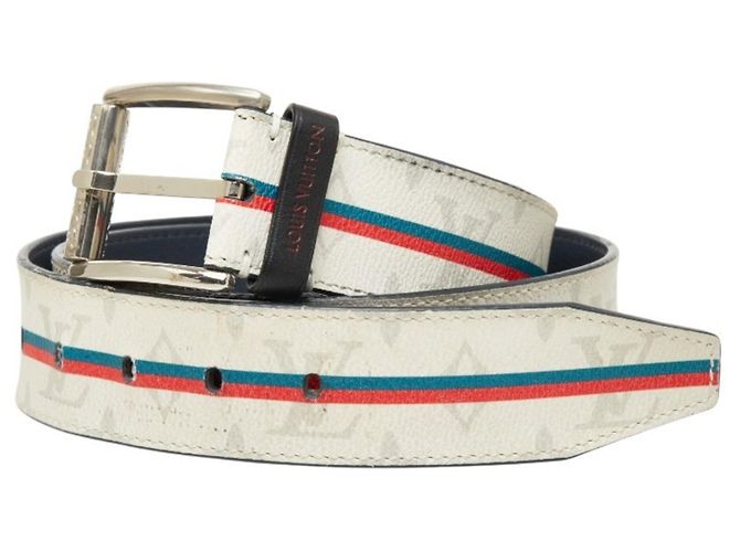 Louis Vuitton Monogram Ceinture Stamp Belt Brown White Navy blue