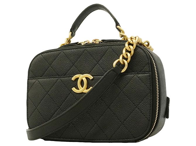 Borsa Vanity Chanel in vitello granulato nero