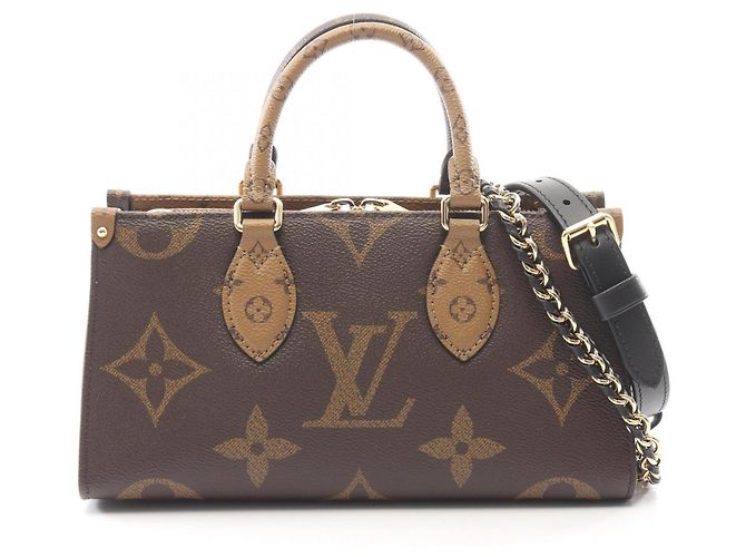 Sac à main 2-Way Louis Vuitton OnTheGo EW Chain Monogram Reverse Marron