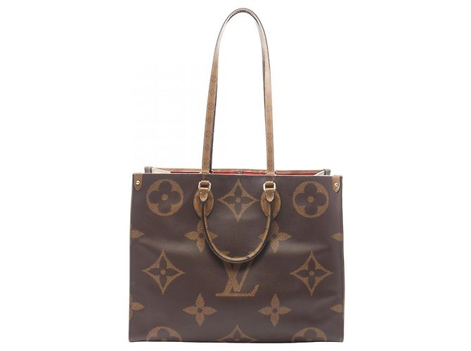 Borsa Tote Louis Vuitton OnTheGo GM Monogram Giant Reverse Marrone Beige