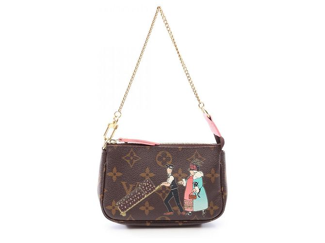 Borsa Louis Vuitton Mini Pochette Accessoires Marrone Rosa Multicolore