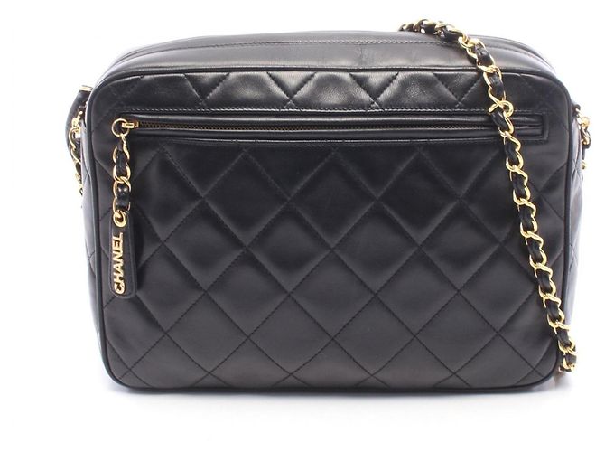 Chanel Matelassé Handtasche aus schwarzem Lammleder