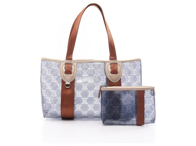 Céline Sac Cabas Celine Macadam Marron Bleu Marine