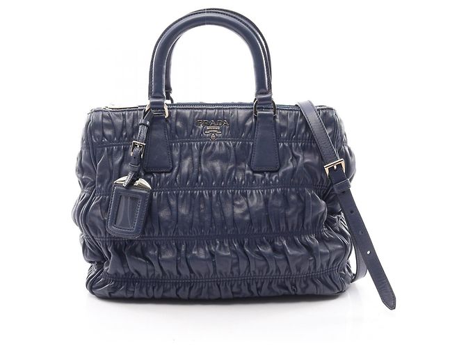 Borsa a mano 2-Way Prada Nappa Gaufre Blu navy