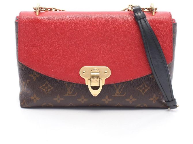 Louis Vuitton Saint Placido Monogram Cerise Shoulder Bag Brown Red