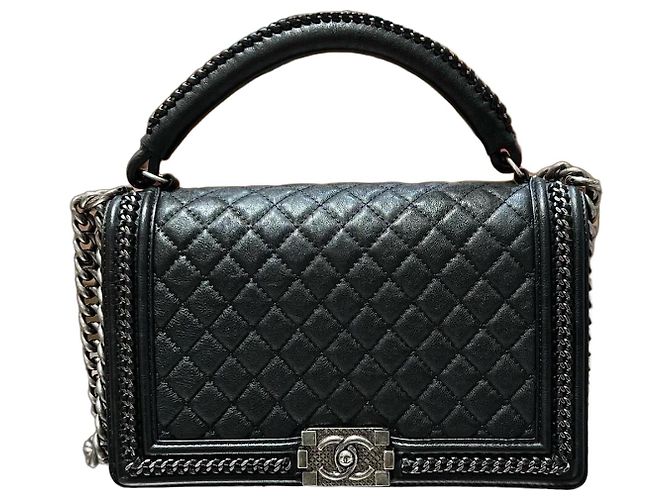 Borsa Chanel Boy Dimensione Medium Pelle Nera Nero