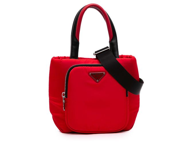 Prada Tote Cargo Small in Tessuto Rosso con Tasche