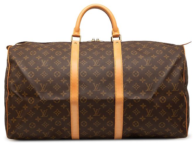 Louis Vuitton Brown Monogram Keepall 55 Castaño