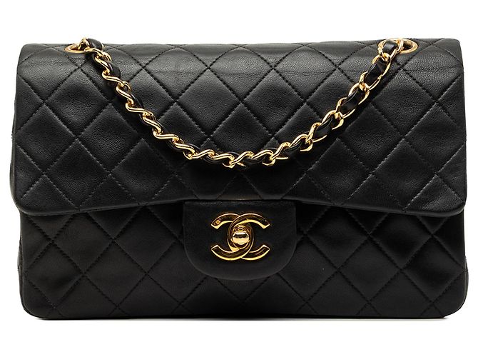 Chanel Black Small Classic Lambskin Double Flap Noir