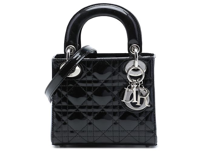 Dior Black Mini Patent Cannage Lady Dior Noir