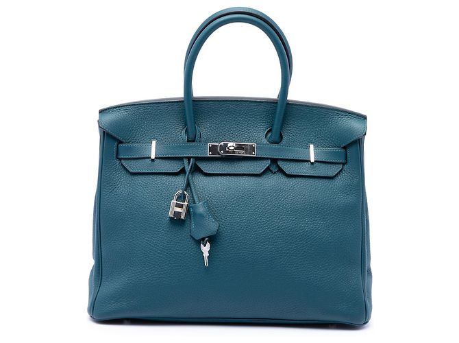 Hermès Blue Clemence Birkin Retourne 35 Bleu