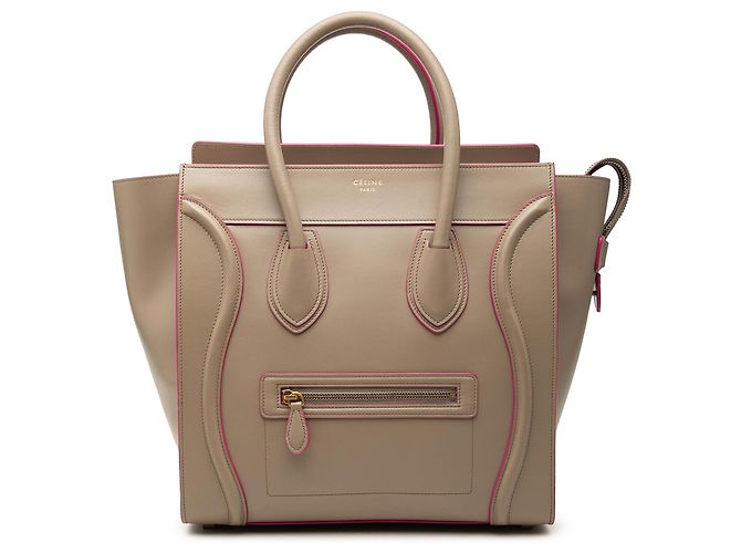 Céline Celine Mini Luggage Tote em couro de bezerro liso Beige Bege