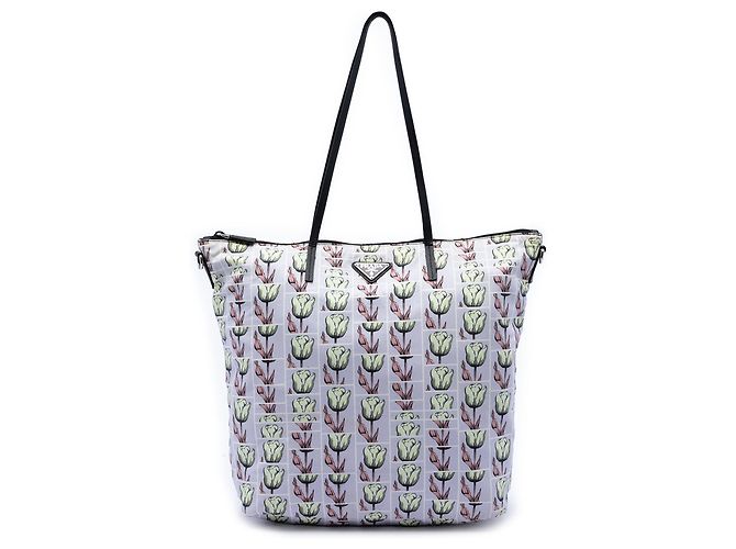 Bolsa Satchel Prada em Tessuto Stampato Roxa Roxo