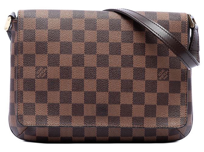 Louis Vuitton Brown Damier Ebene Musette Tango Long Strap Marrone
