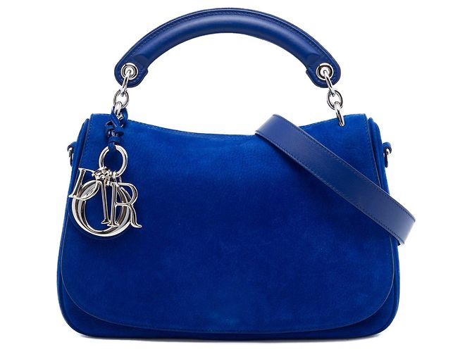Dior Blue Suede Dune Flap Bag Dark blue