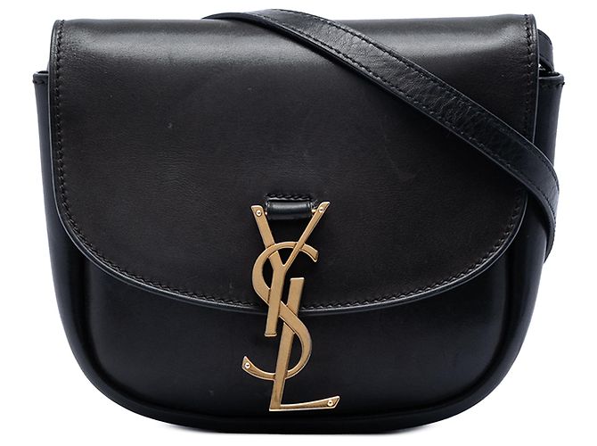 Saint Laurent Borsa a Tracolla Kaia Small in Pelle Nera con Monogramma Nero
