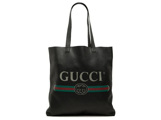 Sac Tote Gucci em couro de bezerro preto com logo