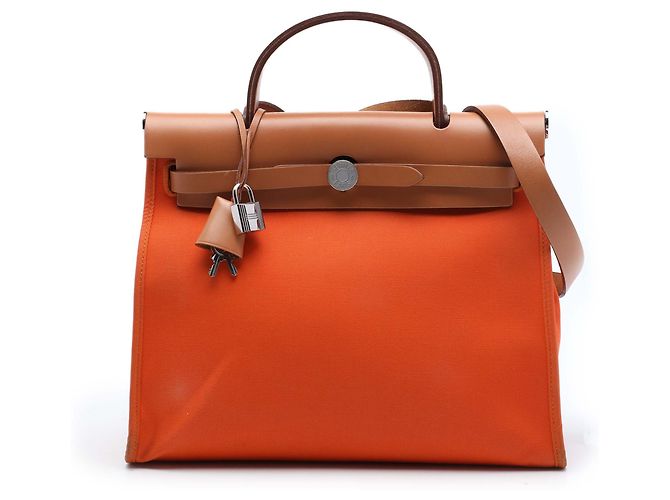 Hermès Orange Toile Herbag Zip 31