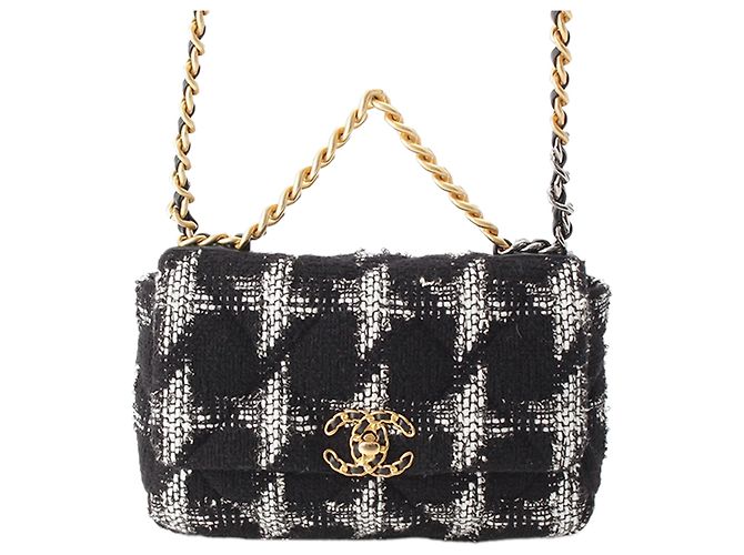 Chanel Black Medium Tweed 19 Flap Nero