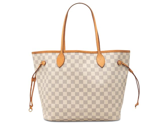 Louis Vuitton White Damier Azur Neverfull MM Bianco