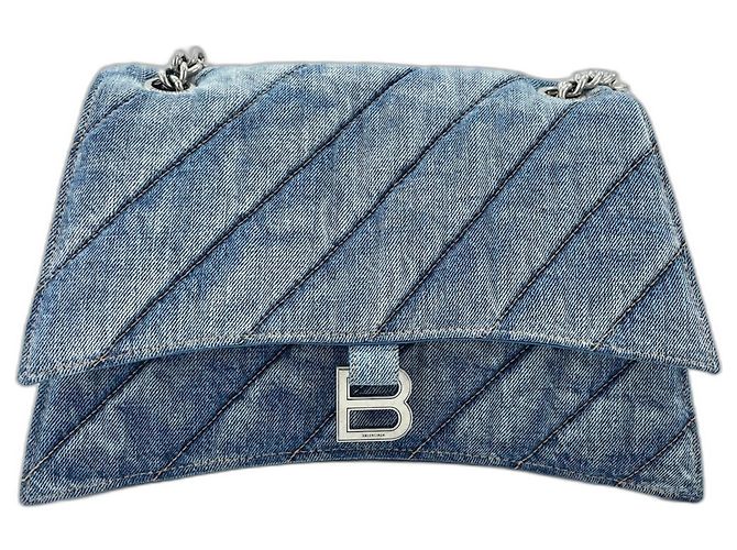 Borsa a tracolla Balenciaga Crush Blu