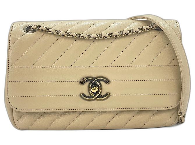 Bolsa de ombro Chanel matelassê diagonal Bege