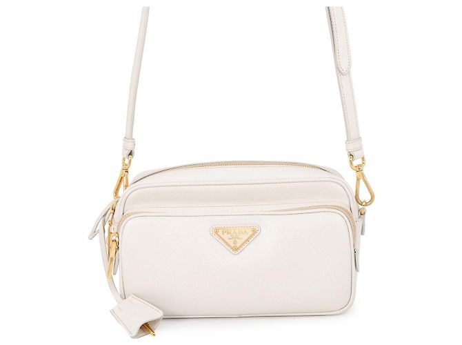 Prada Saffiano Leather Shoulder Bag White