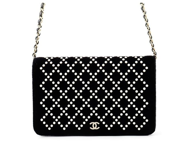 Chanel Chain Wallet aus schwarzem Velours