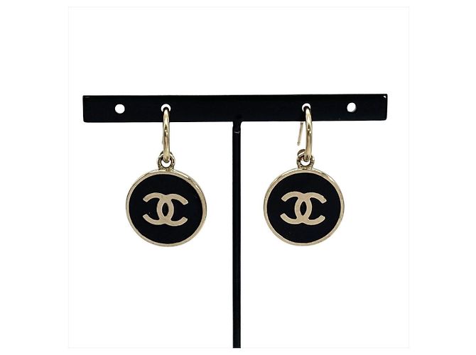 Orecchini Chanel Coco Mark Circle Nero Argento 