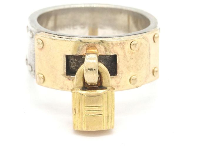 Hermès Anel Hermes Kelly em prata esterlina e ouro amarelo Dourado