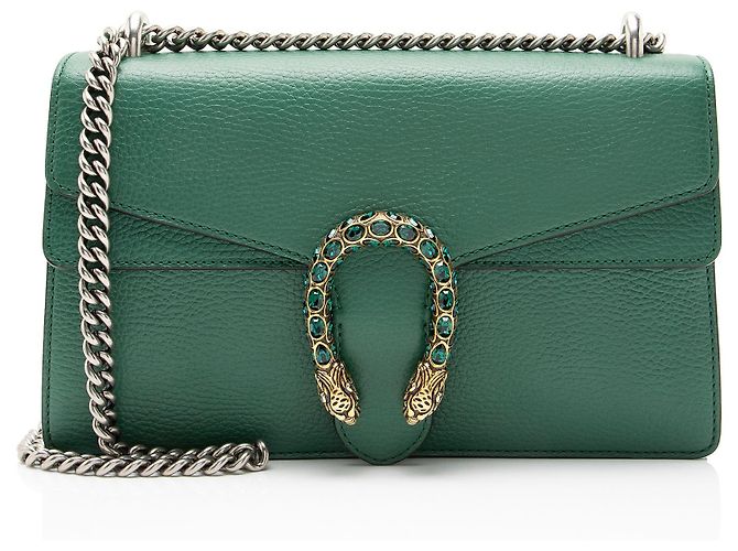 Borsa a tracolla Dionysus Medium in pelle e cristalli Gucci Verde