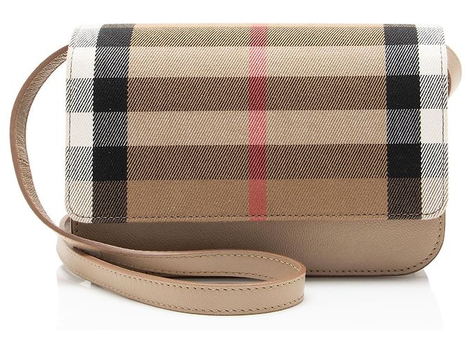 Borsa a tracolla Burberry Madison Check Marrone Beige