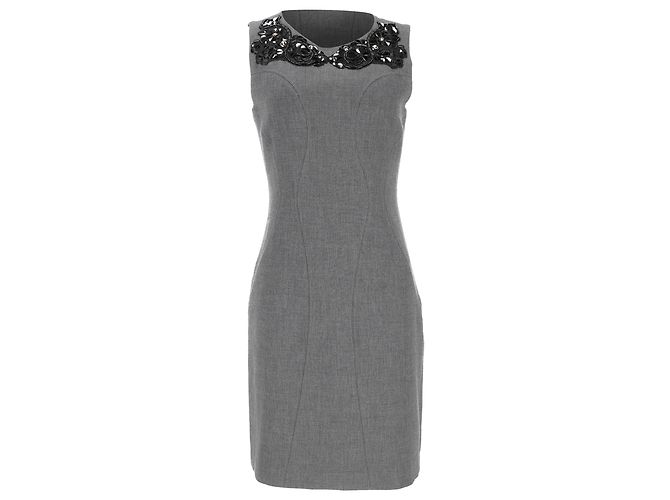 Diane Von Furstenberg Mackenzie verziertes Kleid aus grauem Polyester