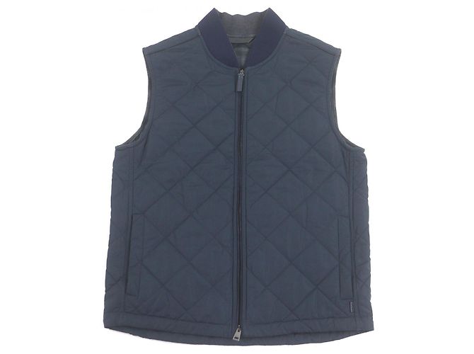 Autre Marque Brioni karierte Steppjacke aus Polyester Blau Marineblau
