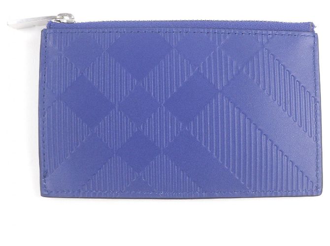 Burberry Check Pattern Leder Münzbeutel Kartenetui Blau