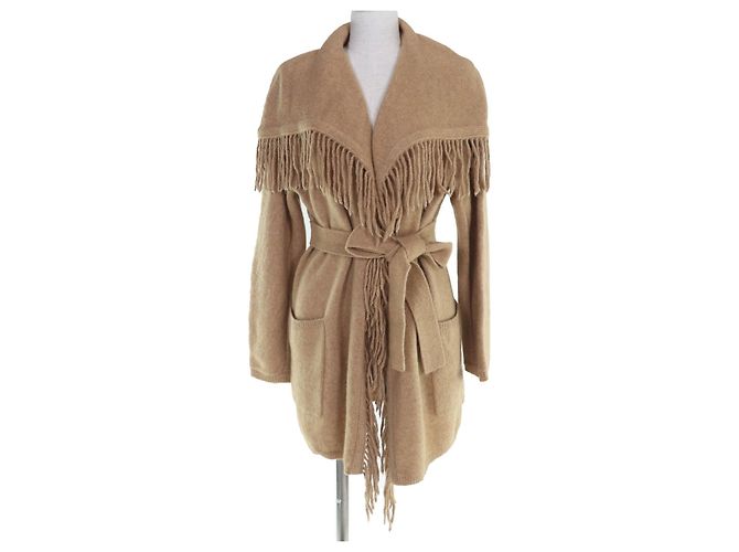Max Mara Strickkardigan-Mantel aus Wolle Beige Kamel