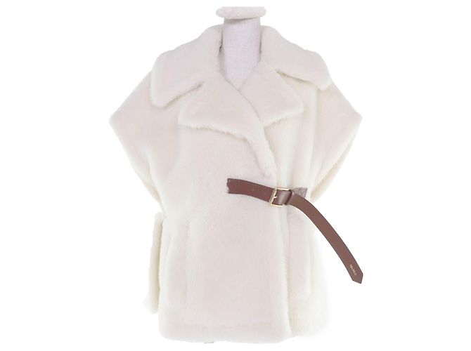 Max Mara Teddy Bear Mantel aus Seidenmischung Weiß