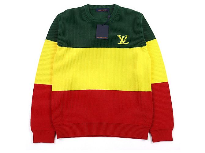 Louis Vuitton Strickpullover mit Rundhalsausschnitt und gesticktem Logo Mehrfarben