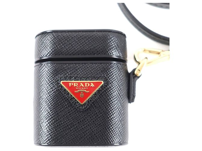 Prada 1ZD002 Saffiano Leather AirPods Case Black