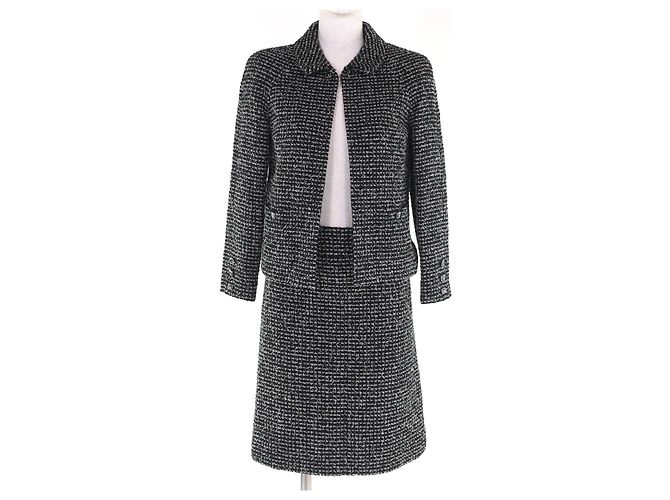 Chanel Wool Suit Black White