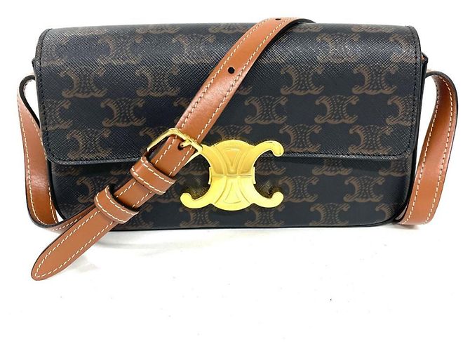 Céline Celine Claude Triomphe Shoulder Bag Brown