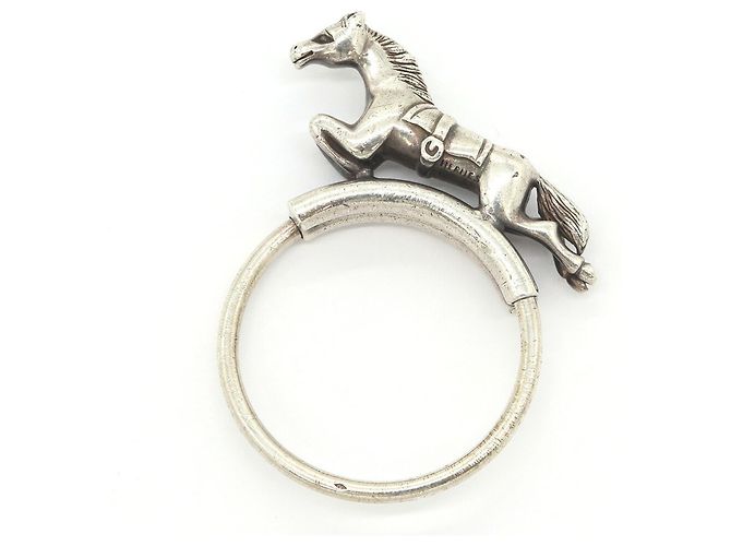 Hermès Hermes Sterling Silver Keyring Silvery