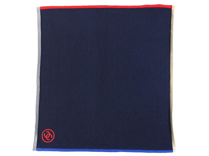Sciarpa in cashmere e seta Chanel Marrone Rosso Blu Beige Blu navy 