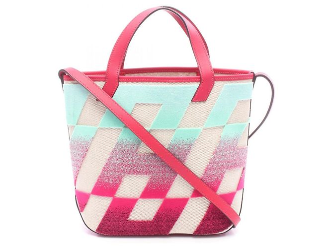 Hermès Sac Cabas Hermes H Ambier PM Rose Multicolore Beige Écru
